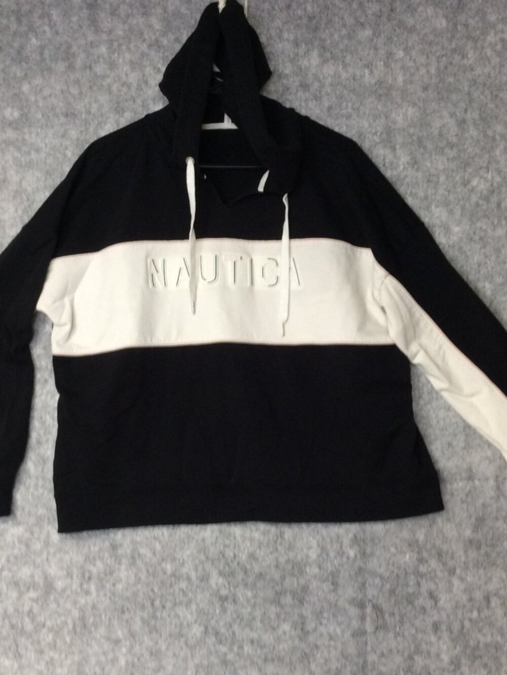 Nautica Sweatshirt Women's L/S Hooded Pullover Jacket Black White Pink Large
